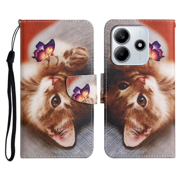 Wonderland Xiaomi Redmi Note 14 5G flip etui - Sommerfugl-Kat Brown