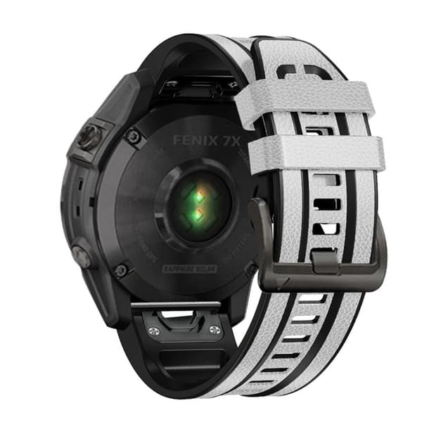 26 mm klockarmband i silikonläder med silikon för Garmin-klocka - Vit Vit