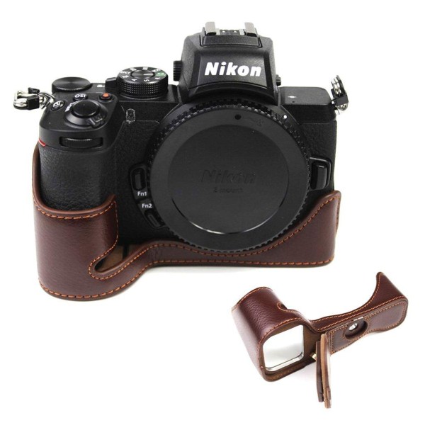 Nikon Z50 etui i ægte læder - Kaffe Brown