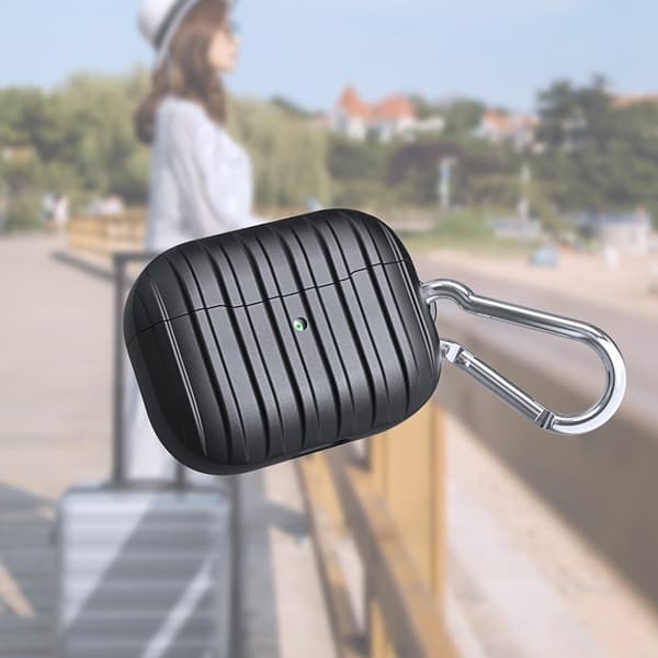 Airpods Pro 3D-etui med lodret stribe - Sort Black