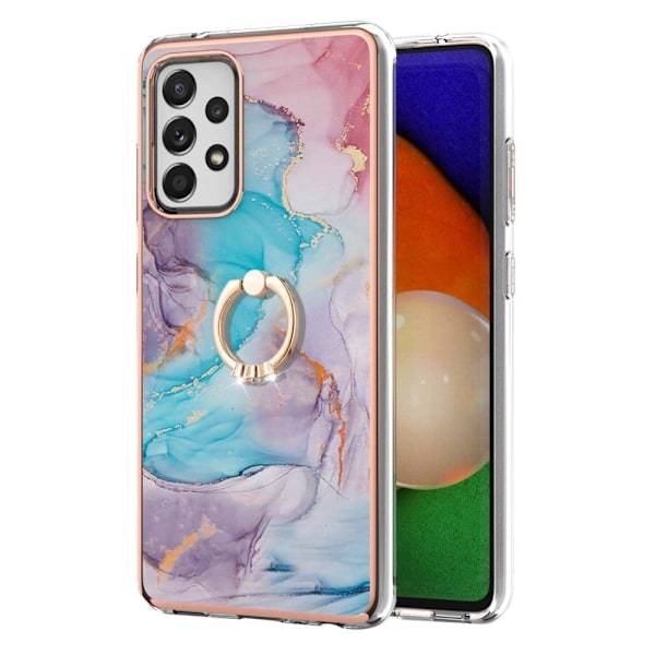 Marble Patterned Suojakuori With Ring Holder For Samsung Galaxy A52s 5G / A52 5g / A52 - Milky Way Marble Blue Multicolor