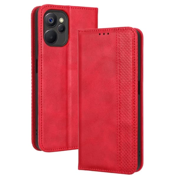 Bofink Vintage Realme 9i Læder Etui - Rød Red