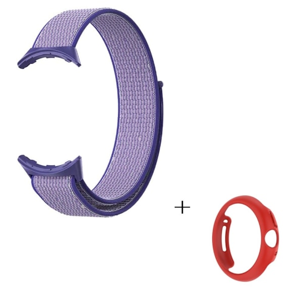 Elastisk urrem i nylon med sort cover til Google Pixel Watch - Blå / Lilla Purple