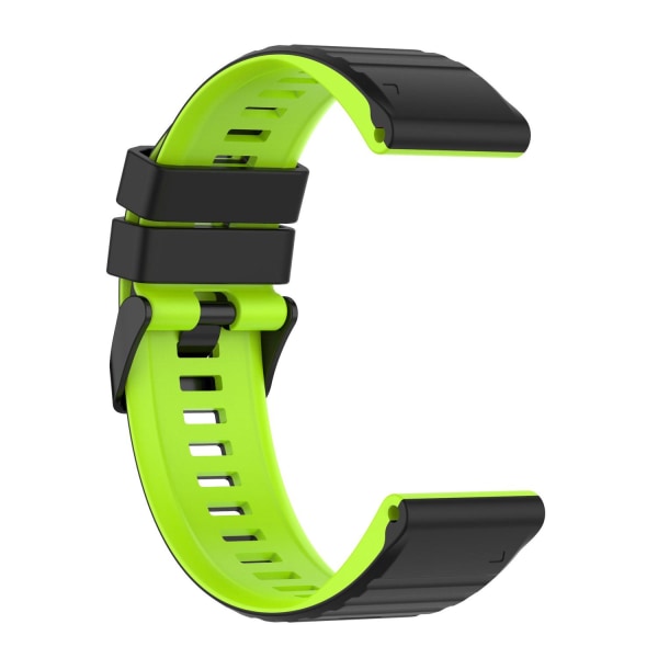 26 mm enkel silikone urrem til Garmin-ur - Sort / Fluorescerende Grøn Black