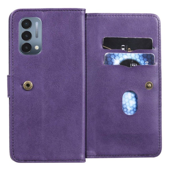 10-slot Lompakko Suojakotelo For OnePlus Nord N200 5G - Violetti Purple