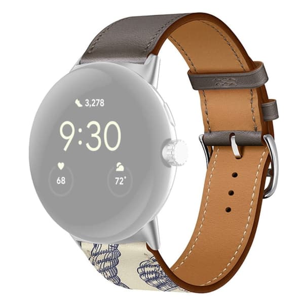 Google Pixel Watch klockarmband i äkta läder - Grå / Lerig Grå Silvergrå