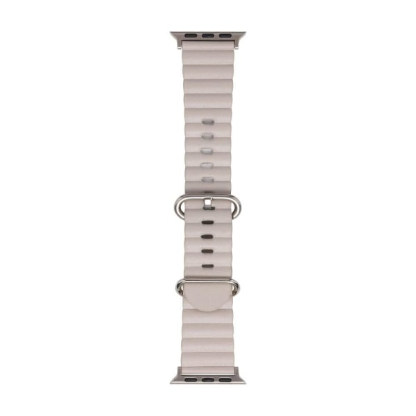 Apple Watch Series 8 (45mm) / Watch Ultra klockarmband i äkta läder - Stjärnljus Silvergrå