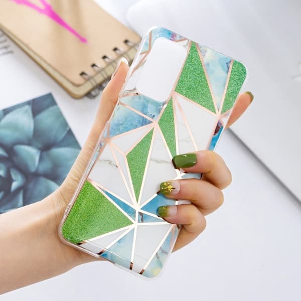 Marble Samsung Galaxy A52 5G Etui - Blå / Grønne Former Green