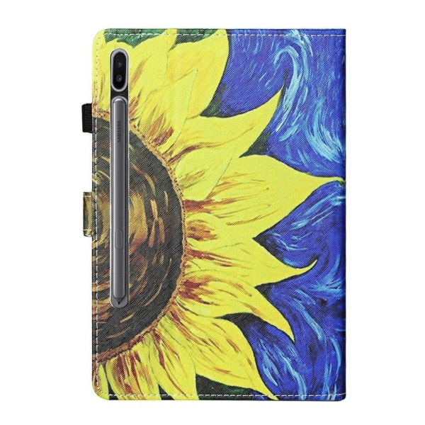 Samsung Galaxy Tab S7 trykning læder flip etui - Sunflower Yellow