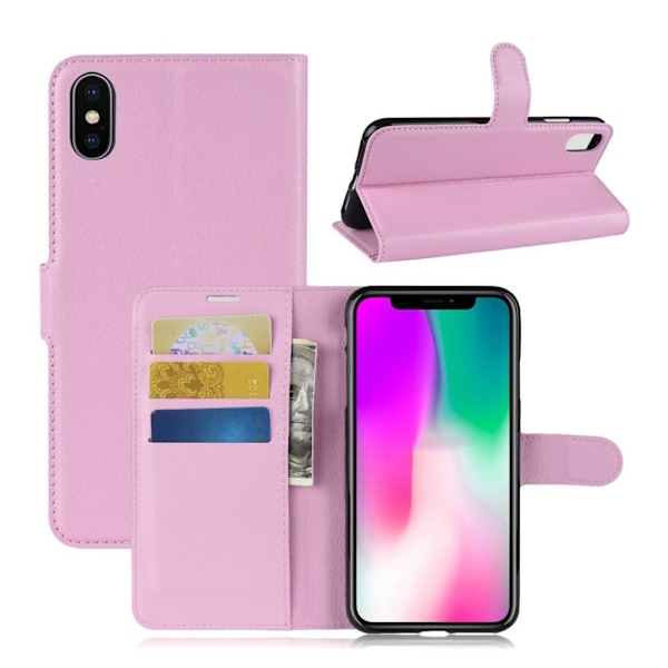 iPhone XR mobilfodral syntetläder silikon stående plånbok - Rosa Rosa
