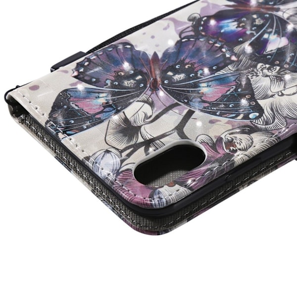 iPhone 9 Plus Kimalteleva Kuviollinen Synteetti Nahkainen Lompakko Suojakotelo - Värikkäät Perhoset Multicolor