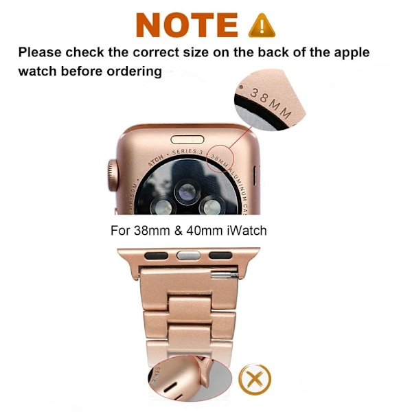 Apple Watch Series 8 (41mm) klockarmband med tre pärlor och strassdekor - Rosa Rosa