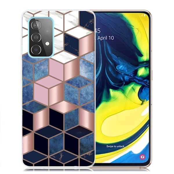 Marble Samsung Galaxy A82 5G Etui - Blå / Gull Terning Multicolor