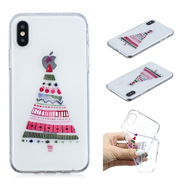 iPhone Xs Max mjukt fodral med julmönster - Färgglad Julgran multifärg