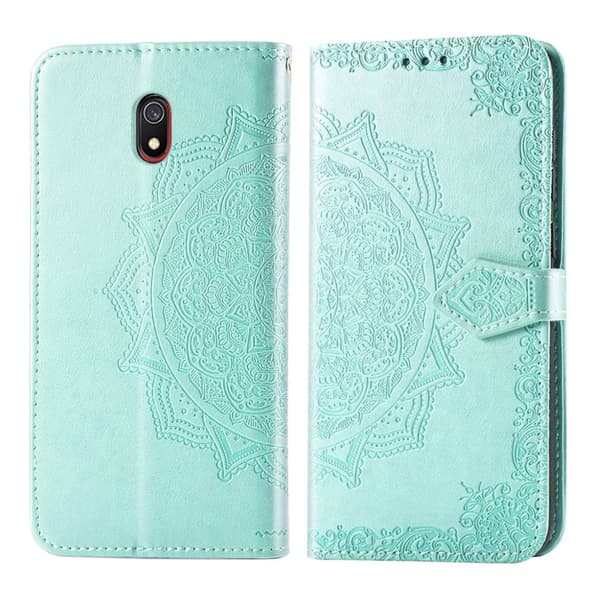 Mandala Xiaomi Redmi 8A etui i lær - Cyan Green