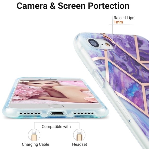 Marmor etui til iPhone SE 2020 / 8 / 7 - Lilla Purple