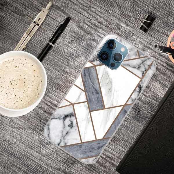 Marble iPhone 15 Plus Suojakotelo - Harmaa / Valkoinen Marble Tile Silver grey