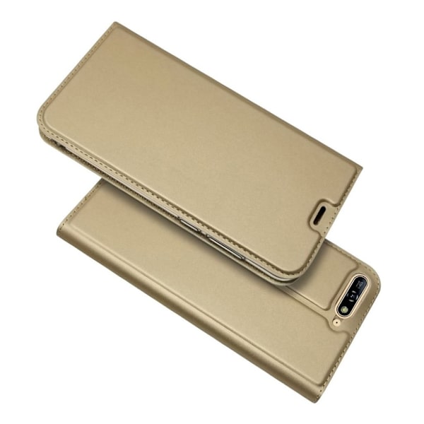 Huawei Y6 2018 auto-absorbed nahkainen suojakotelo - Kulta Gold