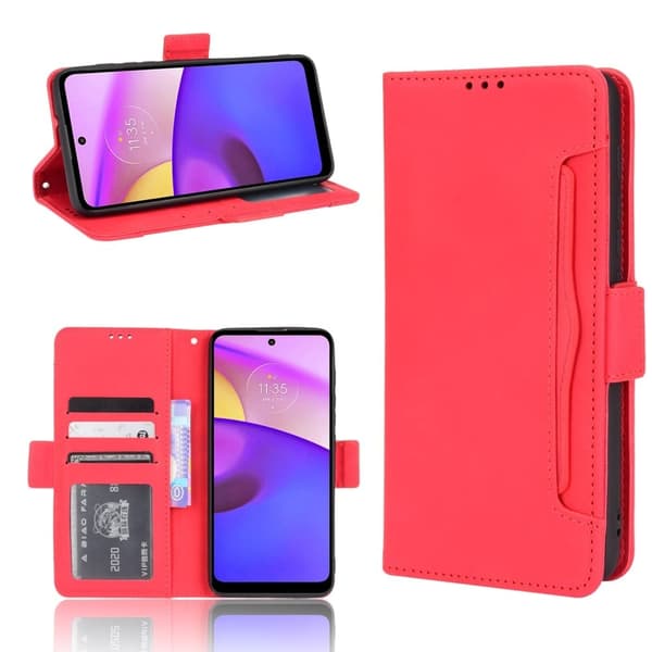 Stilig Læretui med Lommebok til Motorola Moto E30 / E40 / E20 - Rød Red