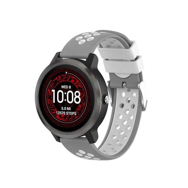 20 mm Garmin Vivoactive 3 klockarmband i silikon med dubbla färger - Grå / Grå Silvergrå