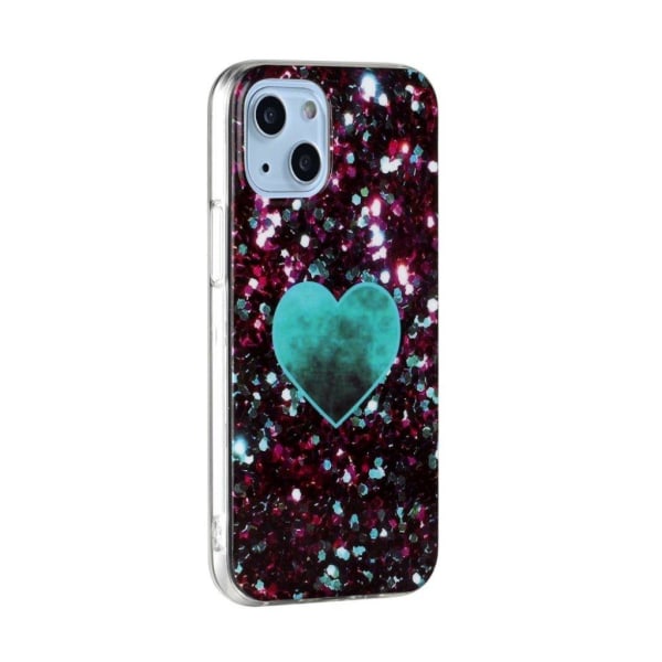Marmormotiv iPhone 13 Mini skal - Grönt Hjärta multifärg