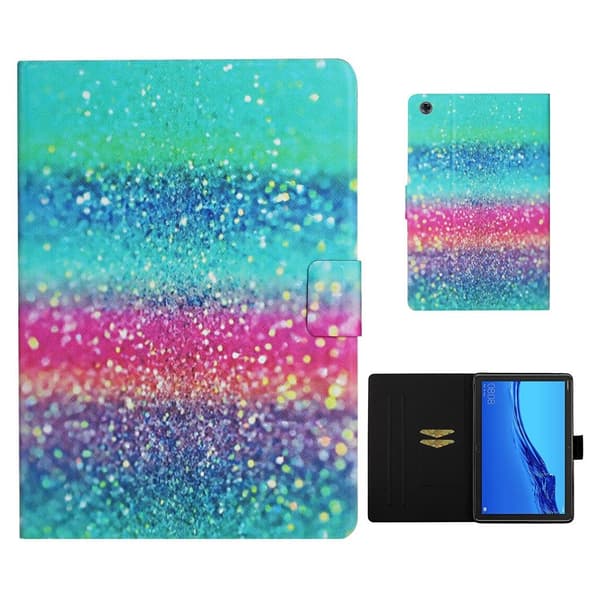 Huawei MediaPad M5 Lite 10 kuvio leatherflip tapauksessa - Kimaltelevia Elementtejä Multicolor