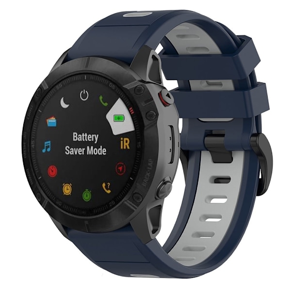 Garmin Fenix 7S tofarvet silikone-urrem - Midnatsblå / Grå Blue