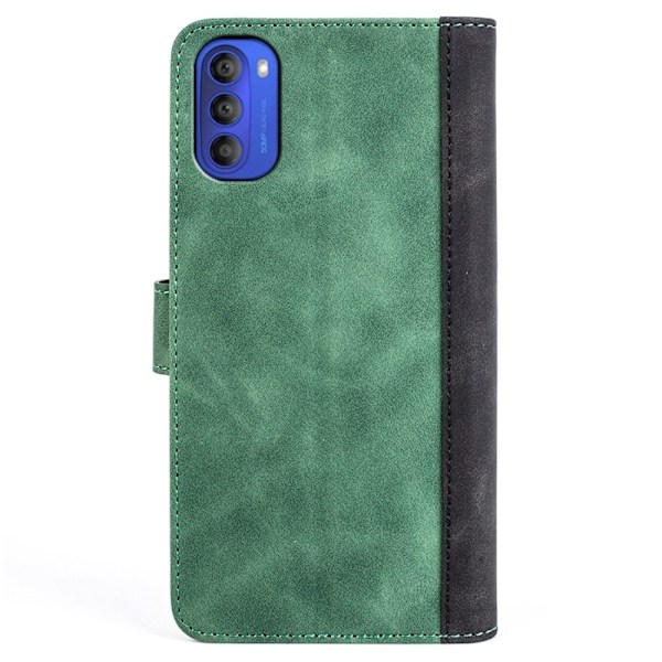 To Farvet Læder Flip Case til Motorola Moto G31 - Grøn Green