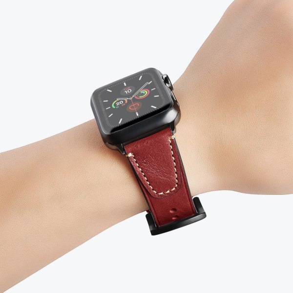 Apple Watch Series 5 / 4 40mm aitoa nahkaa oleva ranneke - Viininpunainen Red