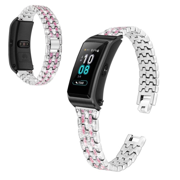 strass rostfritt stål klockarmband för Huawei TalkBand B5 - silv Silvergrå