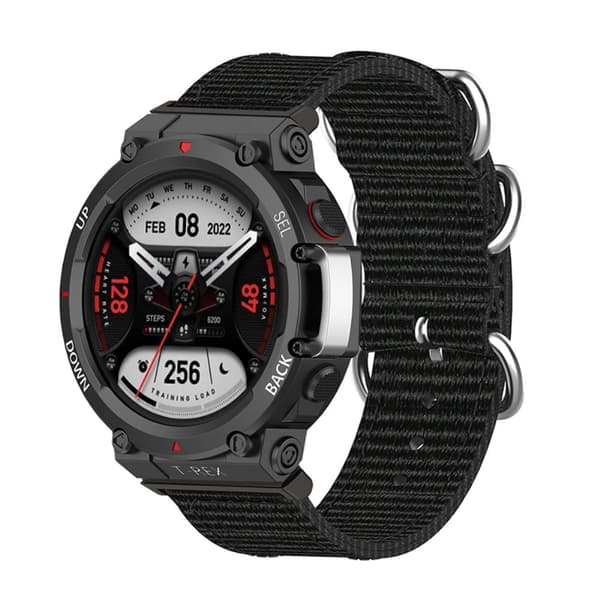 Amazfit T-Rex 2 nylonkellon hihna - Musta Black