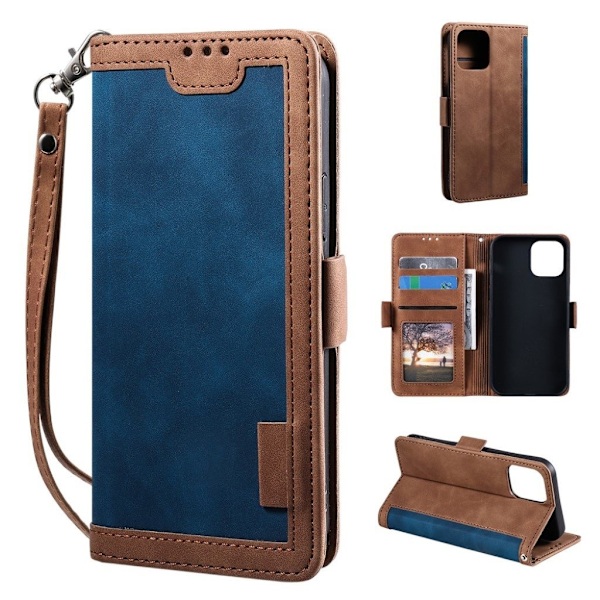 Suburbian läder iPhone 13 fodral - Blå Blå