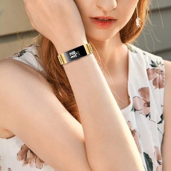 Fitbit Inspire / Inspire HR perlearmbånd i rustfritt stål - Gull Gold