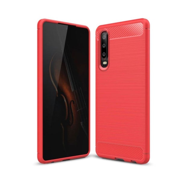 Huawei P30 hiilikuitu tuntuinen harjattu Suojakotelo - Punainen Red