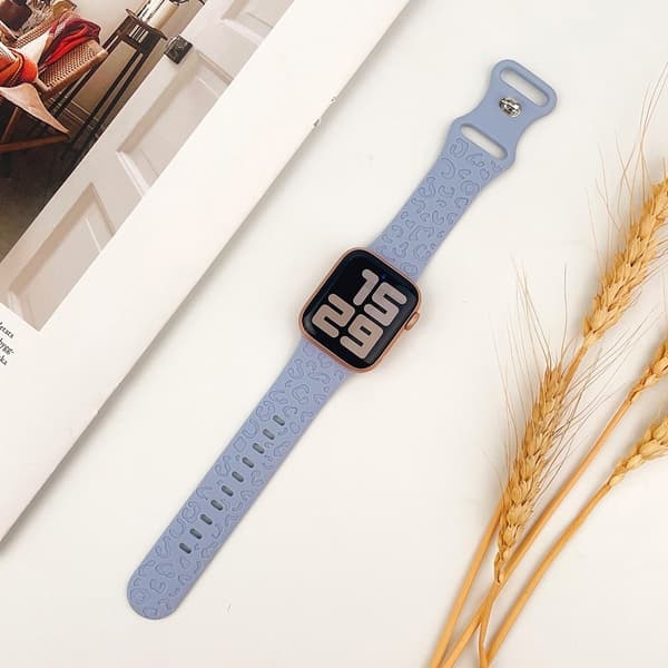 Apple Watch Series 41mm - 40mm - 38mm Universal Flexible Strap Leopard Pattern Watch Band - Lilla Blue