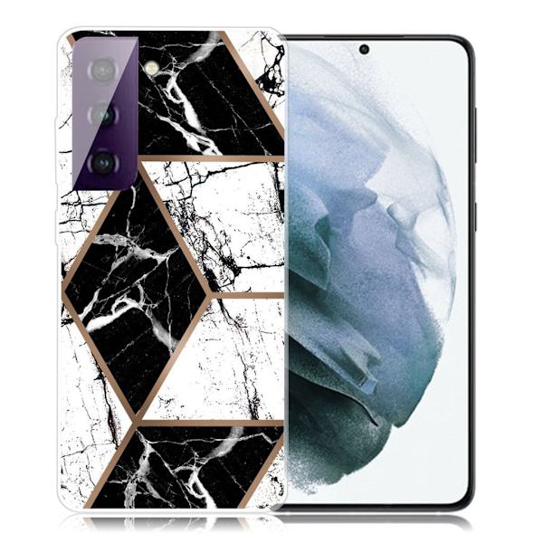 Marble Samsung Galaxy S21 Plus Etui - Black and White Diamond Multicolor