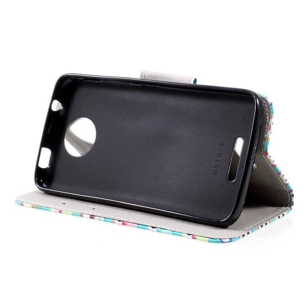 Motorola Moto C etui med unik motiv - Ugle bagggrund Multicolor