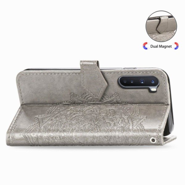 mandala OnePlus Nord flip etui - grå Silver grey