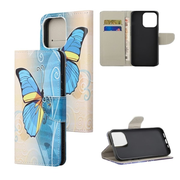 Wonderland iPhone 13 flip-etui - Blå Sommerfugl Blue
