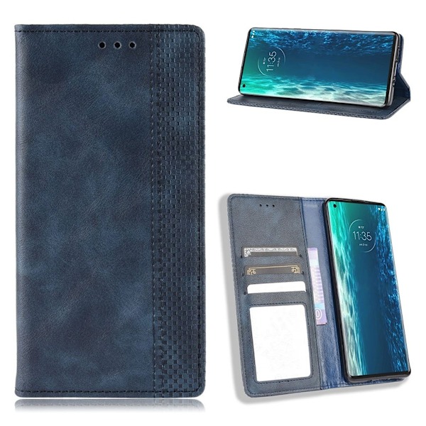 Bofink Vintage Motorola Edge Læder Etui - Blå Blue