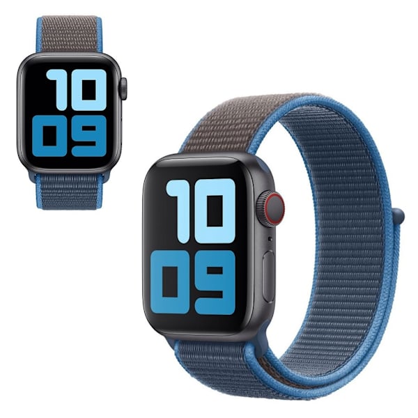 Apple Watch Series 5 40mm solid color nylon klockarmband - Ice blå / mörkgrå Blå