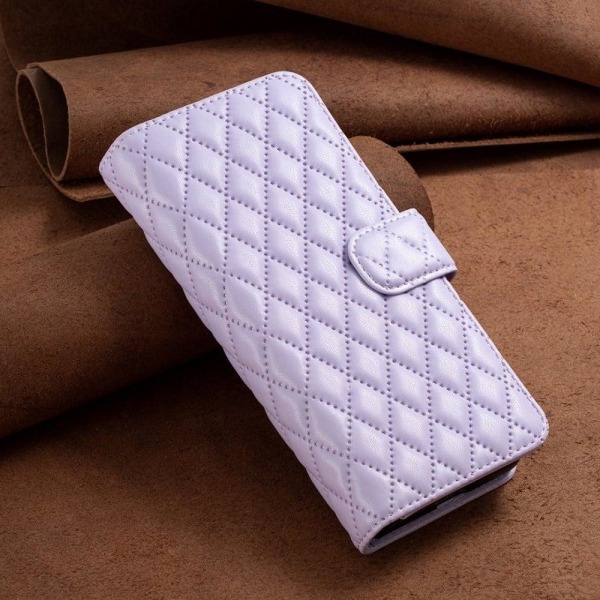 Rhombus pattern matte flip case for Samsung Galaxy Z Fold3 5G - Purple