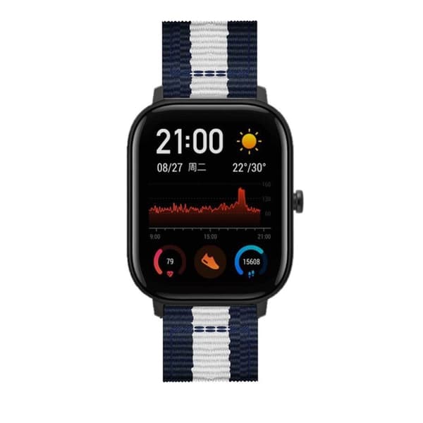 Amazfit Youth klockarmband i vävd nylon - Blå / Vit / Blå Blå