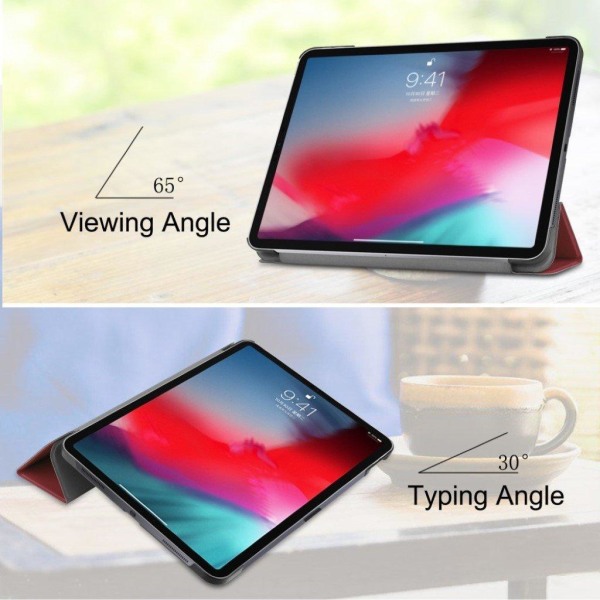 iPad Pro 11" (2018) tre-folds smart læder etui - Vinrød Red