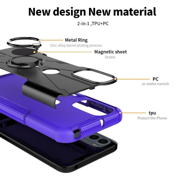 Kickstand-skydd med magnetisk platta för Motorola Moto G41 / G31 - Lila Lila