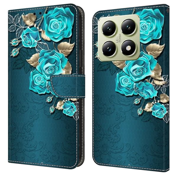 Wonderland Xiaomi 14T flip etui - Blå Rose Blue