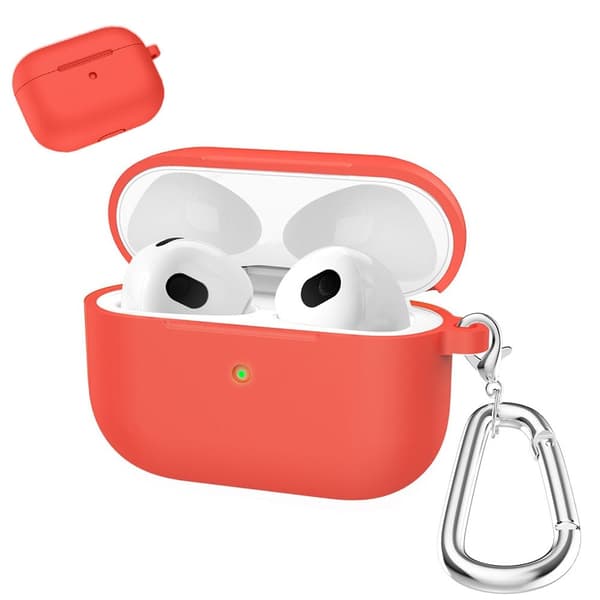 AirPods silikonetui med karabinkrok - Rød Red