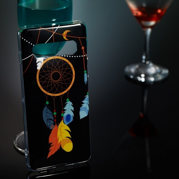 Samsung Galaxy S10 gløde mønster etui - Fjer Drømmefanger Multicolor