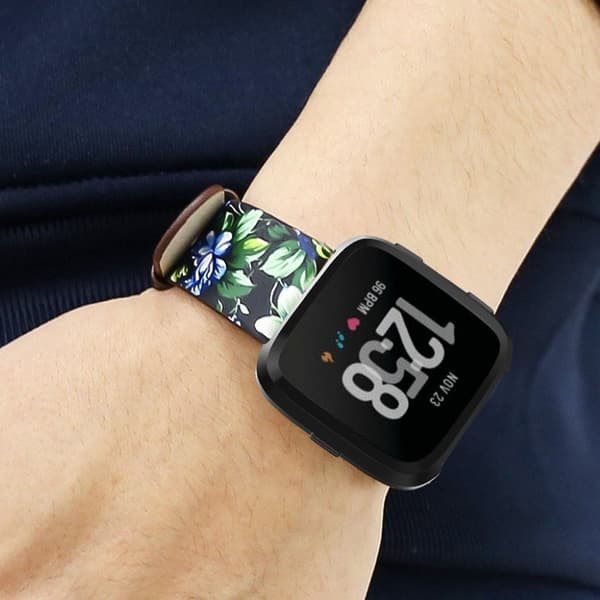 Fitbit Versa Klokkereim laget av ekte lær - Svart og blå Multicolor