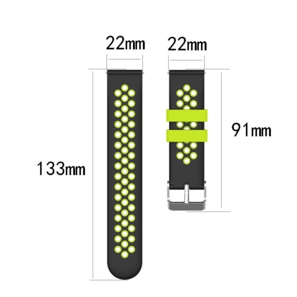 22mm Universal dual color silicone watch band - Black / Grey Black